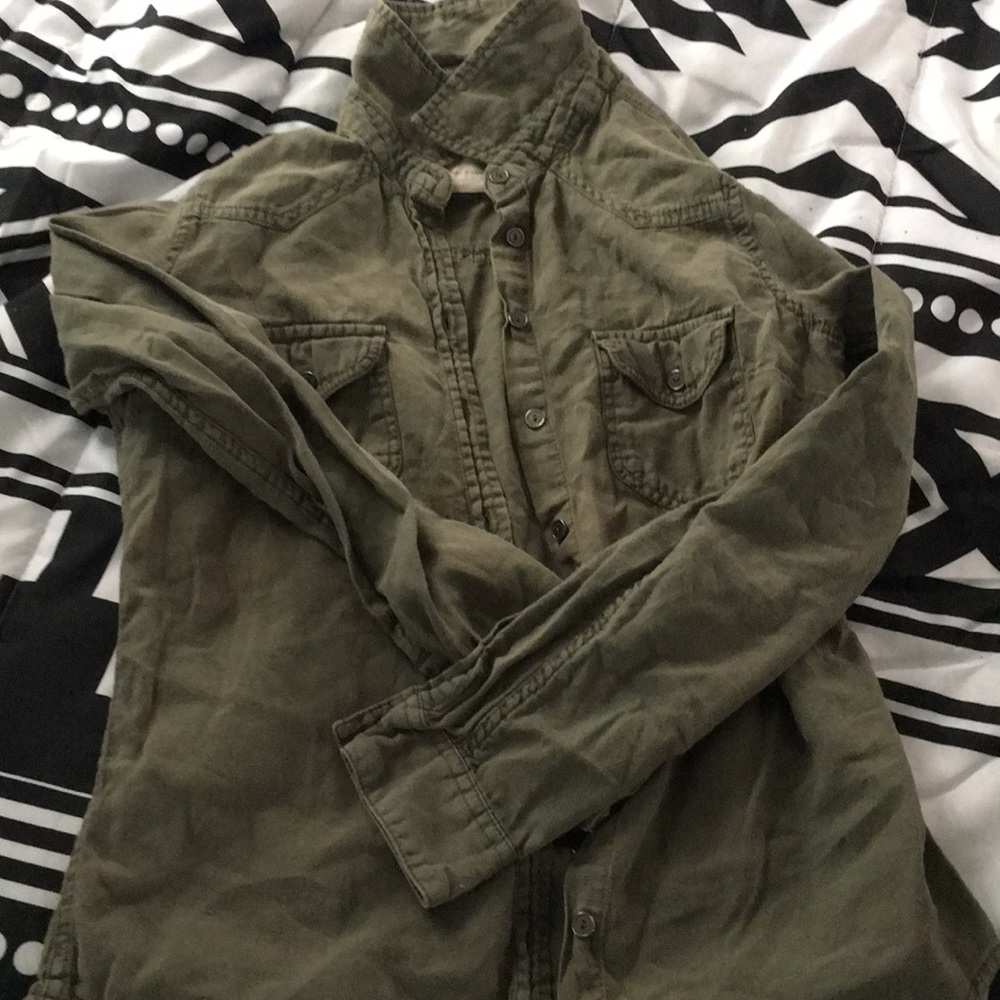 Army green button up shirt!